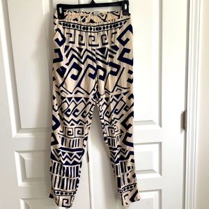 White/blue print pants | XS